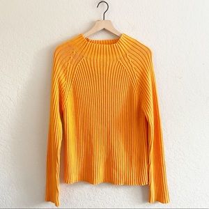 Chunky Knit Ribbed Mock Neck Sweater Pullover L